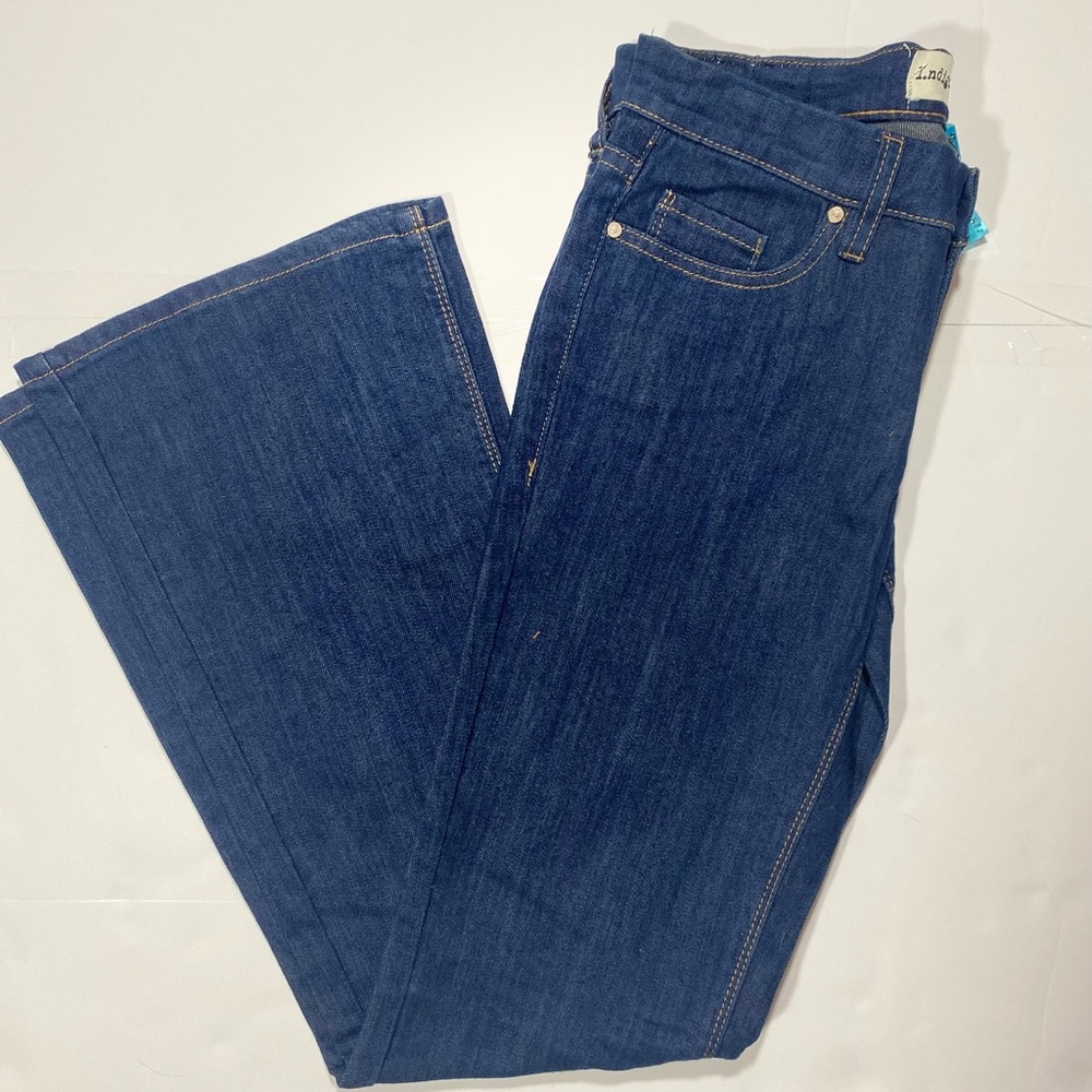 I.ndigo S.aints Dark Wash Petit Fit Flare Jeans Size 28
